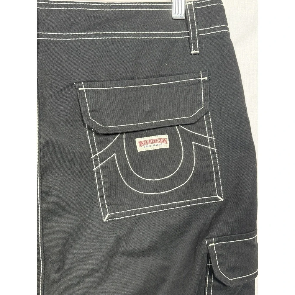 True Religion Cargo Pants Mens 34 Black Utility‎ Y2K Skate Streetwear